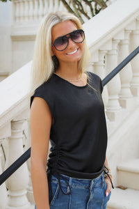 Sadie & Sage: Ceremony Ruched Top- Black