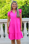 Ready To Travel Ruffle Tiered Dress - Hot Pink