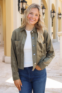 Z Supply: All Day Cropped Suede Jacket - Monstera