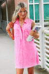 It's All About Me Sleeveless Shirt Dress - Washed Pink