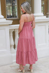 Catching Sunshine Cut Out Tiered Midi Dress - Mauve