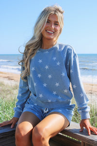 Z Supply: Written Stars Sweatshirt - Ocean Air Indigo