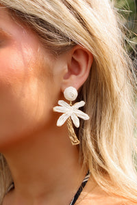 Raffia Palm Tree Earrings - Ivory