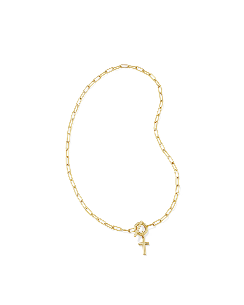 Kendra Scott: Cross Link And Chain Necklace - Gold