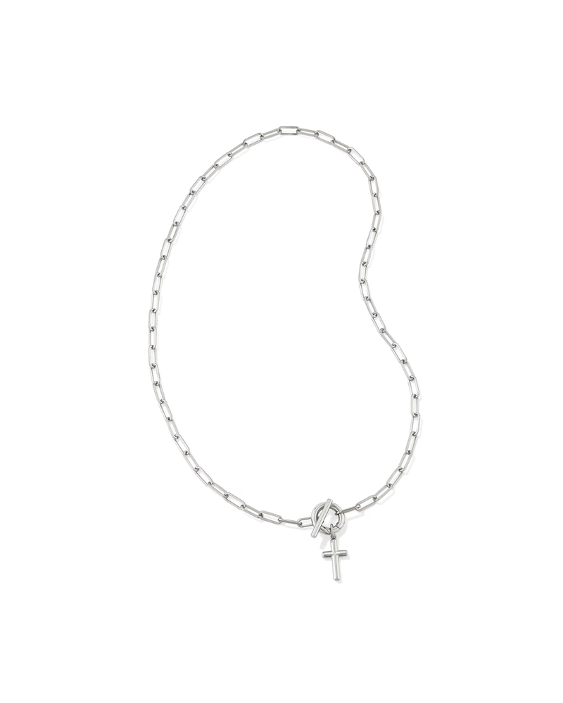 Kendra Scott: Cross Link And Chain Necklace - Silver