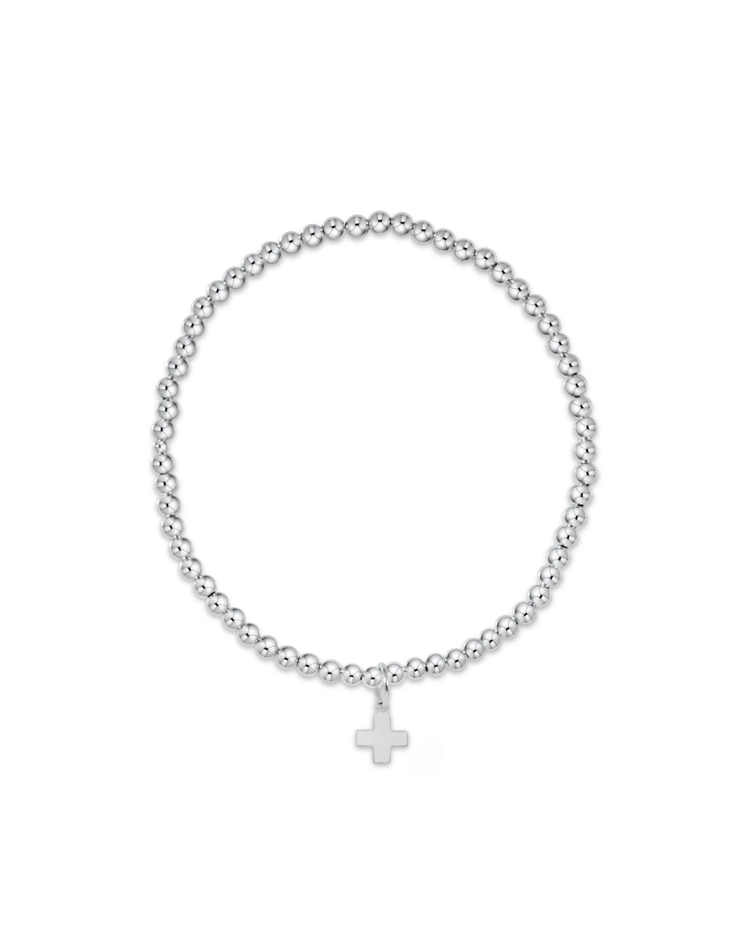 enewton: Classic Sterling 3mm Bead Bracelet - Signature Cross Sterling Charm