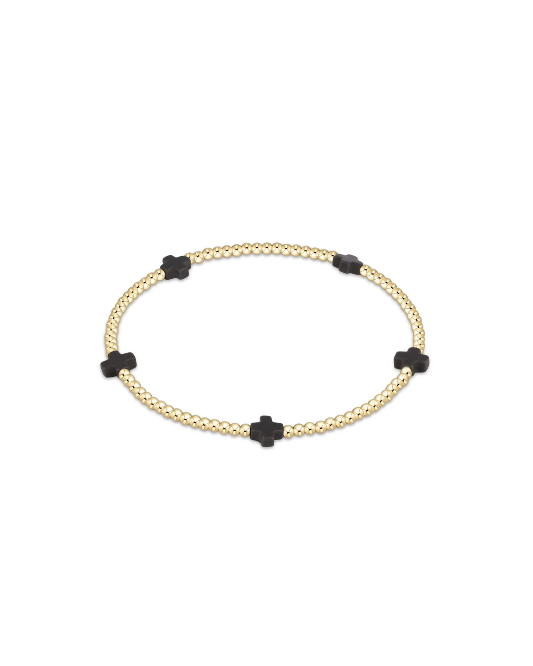 enewton: Signature Cross Small 2mm Gold Bracelet - Black