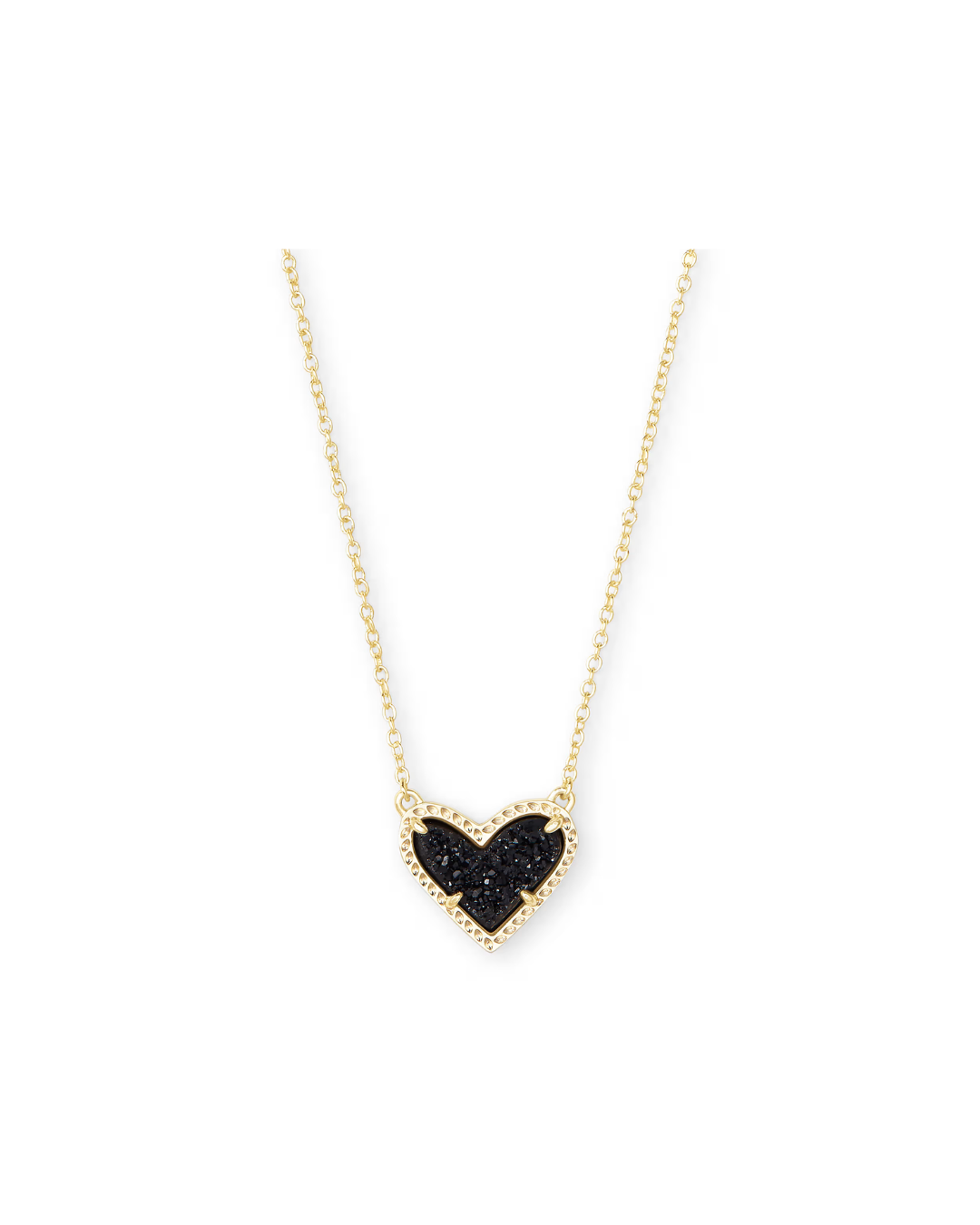 Kendra Scott: Ari Heart Gold Pendant Necklace - Black Drusy