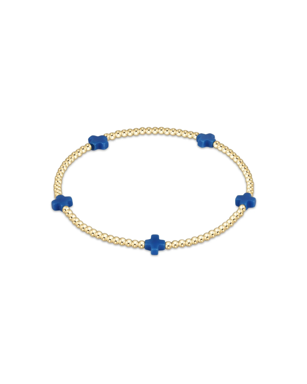 enewton: Signature Cross Small 2mm Gold Bracelet - Colbalt