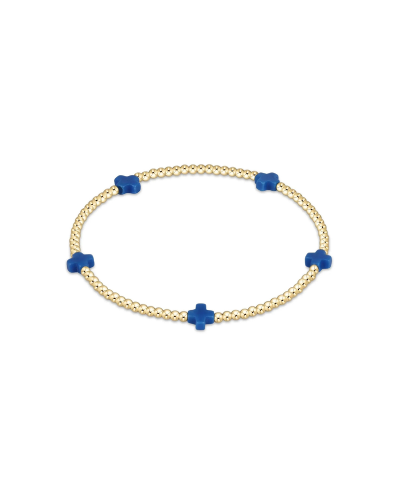 enewton: Signature Cross Small 2mm Gold Bracelet - Colbalt
