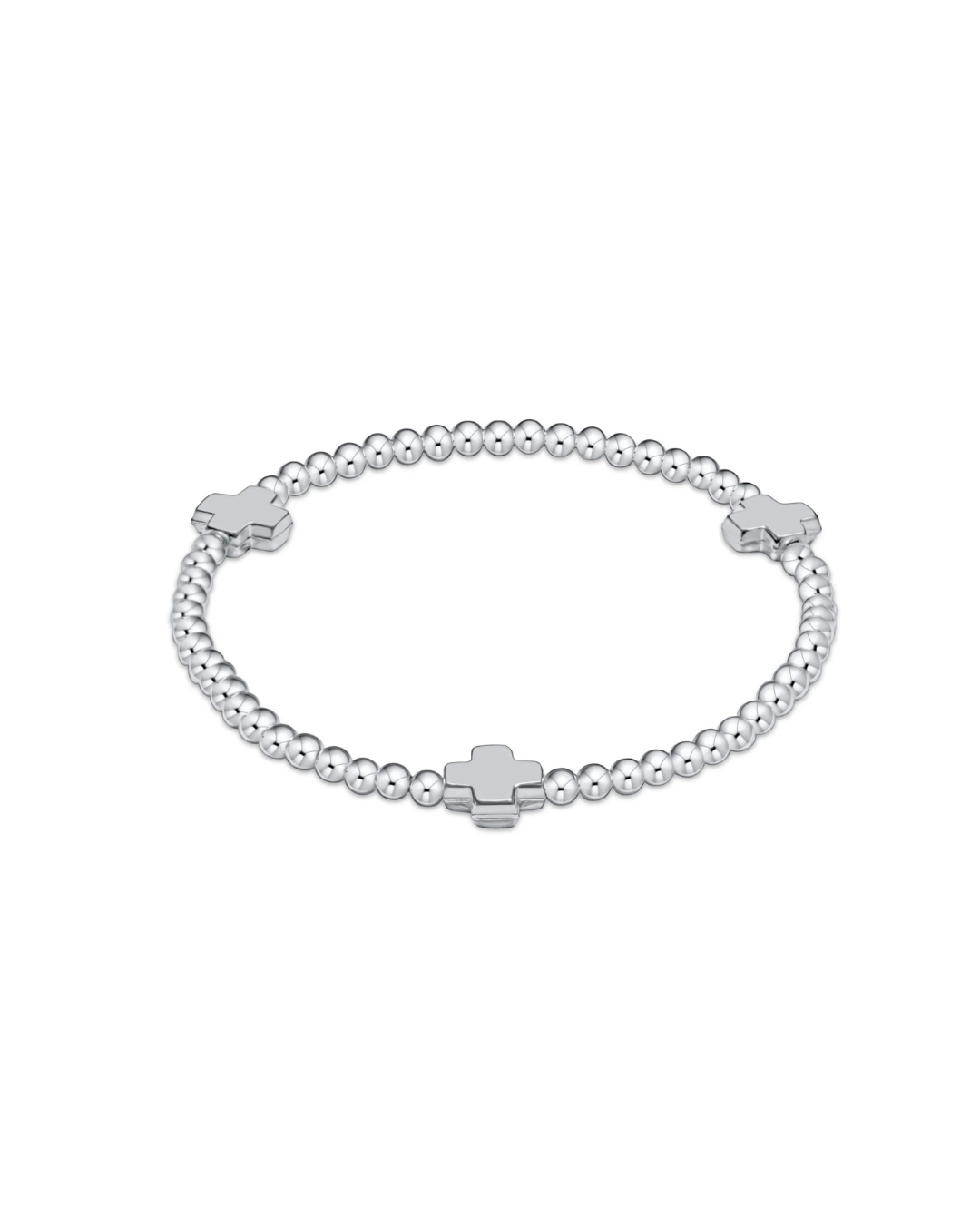 enewton: Signature Cross Sterling Pattern 3mm Bead Bracelet - Sterling