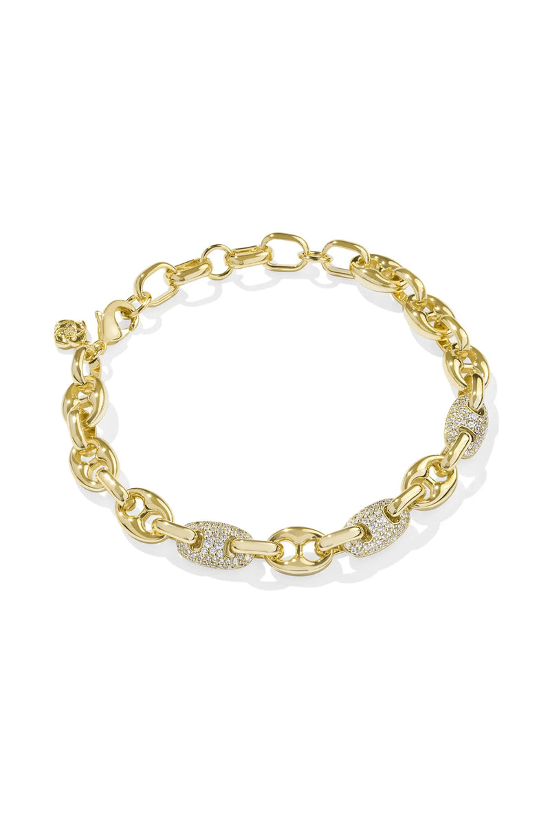 Kendra Scott: Bailey Gold Pave Chain Bracelet - White Crystal | Makk Fashions