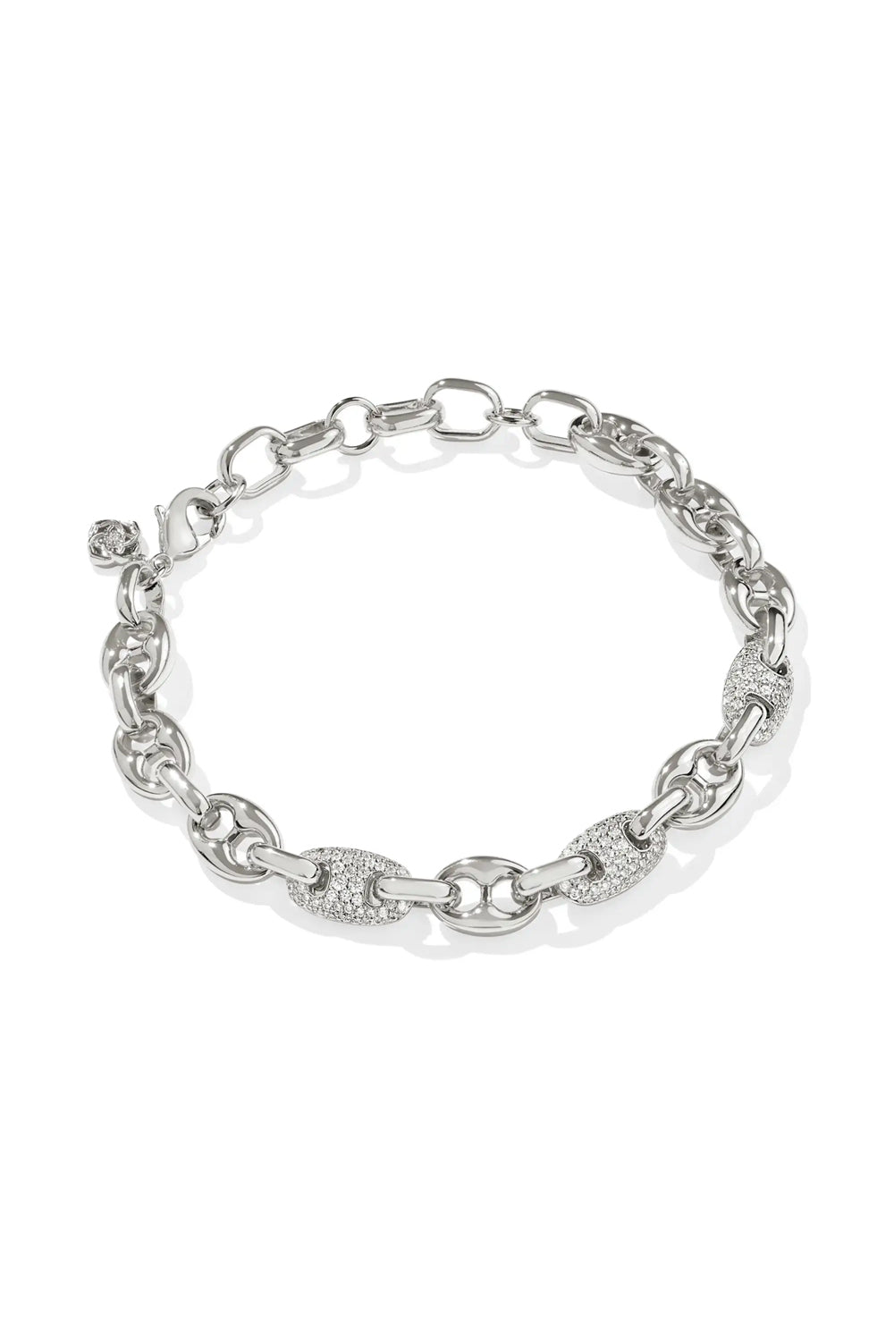 Kendra Scott: Bailey Silver Pave Chain Bracelet - White Crystal | Makk Fashions