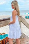 Beach Babe Smocked Eyelet Mini Dress - White | Makk Fashions