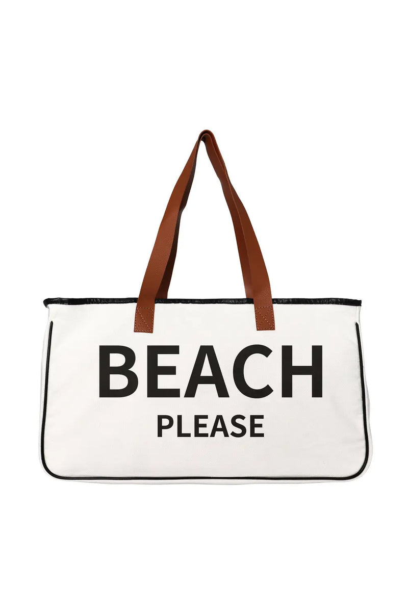 "Beach Please" Canvas Tote Bag | Makk Fashions