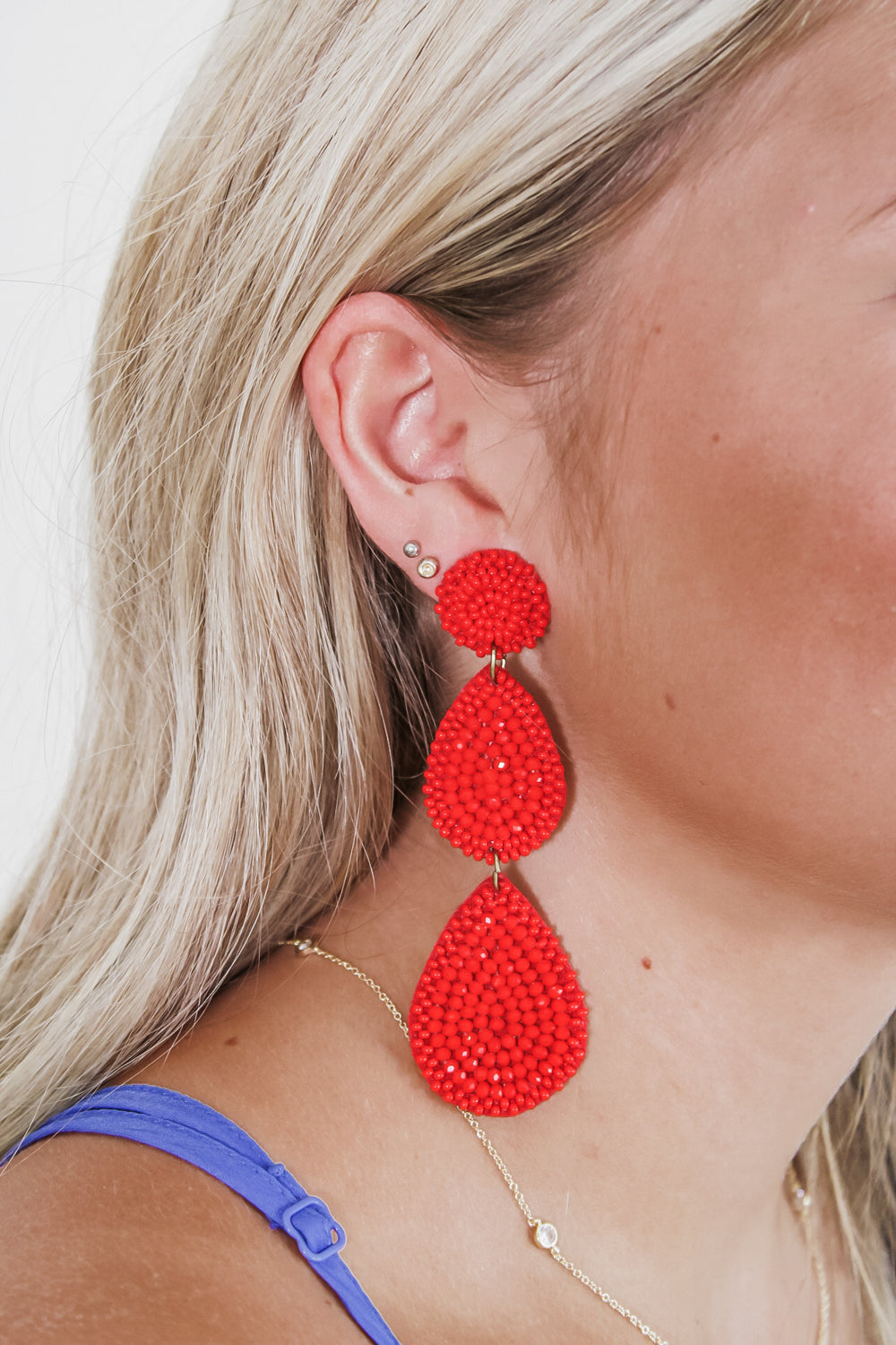 Buy Gorgeous Minimalistic Red Teardrop Gem Drop Dangle Earrings on 18k Gold  Plated Hooks. Online in India - Etsy