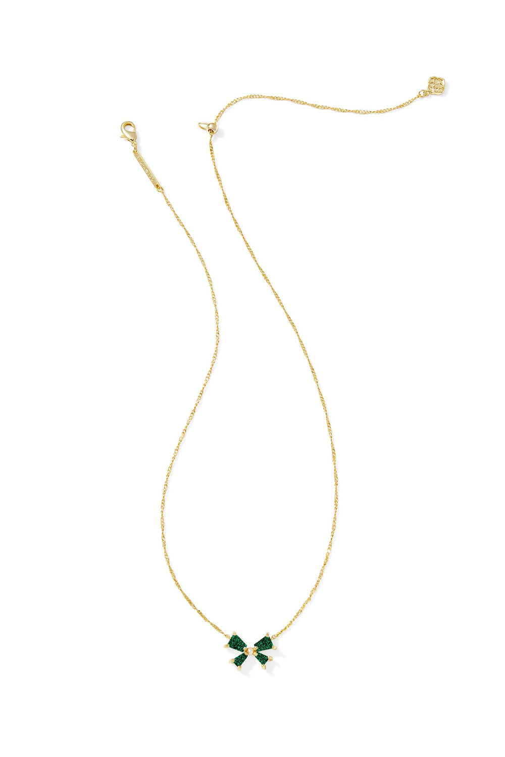 Kendra Scott: Blair Bow Small Short Pendant Necklace - Emerald Drusy | Makk Fashions