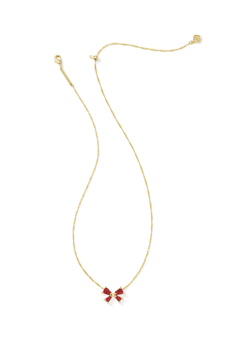 Kendra Scott: Blair Bow Small Short Pendant Necklace - Red Drusy | Makk Fashions