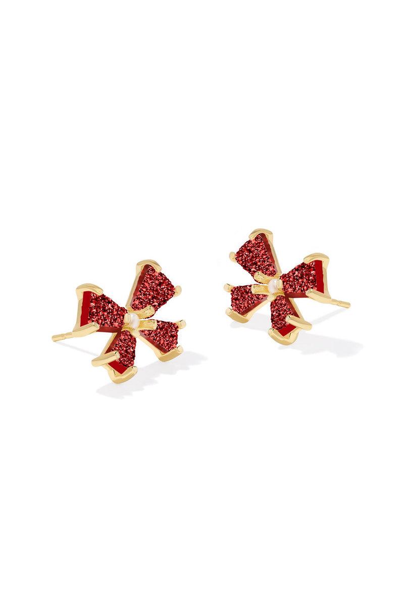 Kendra Scott: Blair Bow Small Stud Earrings - Red Drusy | Makk Fashions