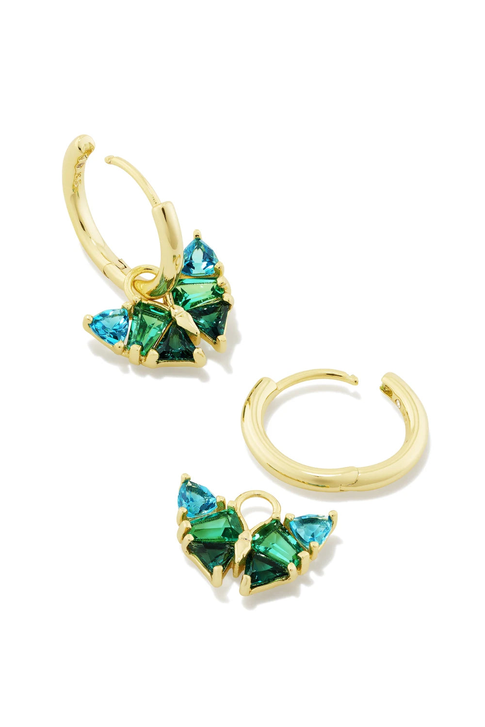 Kendra Scott: Blair Gold Butterfly Huggie Earrings - Green Mix | Makk Fashions