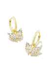 Kendra Scott: Blair Gold Butterfly Huggie Earrings - White Crystal | Makk Fashions