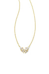 Kendra Scott: Blair Gold Butterfly Small Short Pendant Necklace - White Crystal | Makk Fashions
