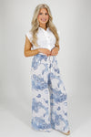 Blue Skies Paisley Linen Pants - Blue | Makk Fashions