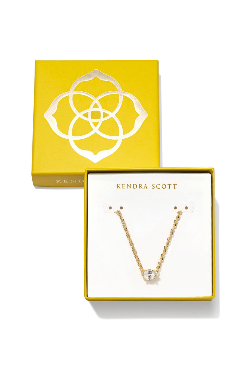 Kendra Scott: Boxed Cailin Pendant Necklace - Gold White Crystal | Makk Fashions