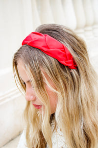 Braided Nylon Headband - Red | Makk Fashions