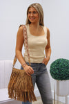 Brandy Suede Fringe Crossbody Bag - Tan | Makk Fashions