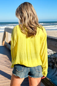 Breezy Times Button Down Shirt - Yellow | Makk Fashions