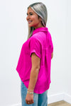 Brighten Your Day Collared Top - Hot Pink | Makk Fashions