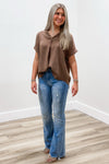 Brighten Your Day Collared Top - Mocha