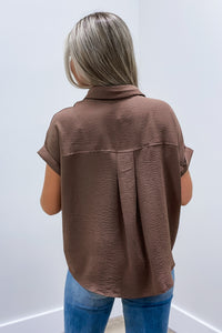 Brighten Your Day Collared Top - Mocha