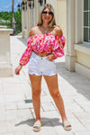 Brighten Your Summer Floral Crop Top - Pink Multi | Makk Fashions