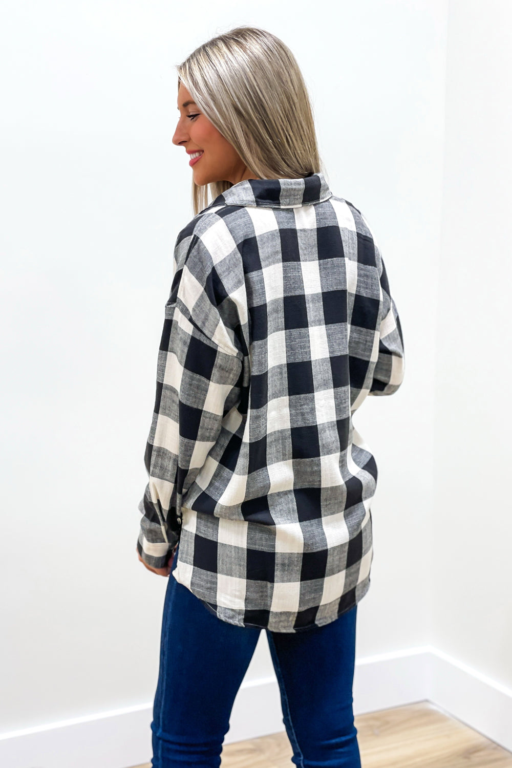 By The Campfire Oversized Flannel - Cream/Black | Makk Fashions