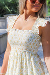 Sweeter Times Floral Mini Dress - Yellow