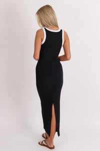 The Hampton Ribbed Maxi Dress - Black