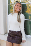 Cozy Crush Mock Neck Cropped Sweater - Cream