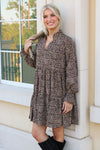 Ready To Roar Leopard Print Tiered Mini Dress - Taupe