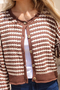 The Getaway Striped Cardigan - Brown