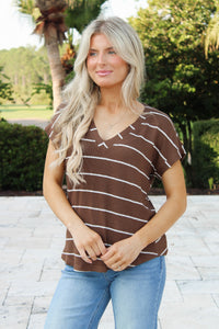Casually Yours V-Neck Knit Top - Brown