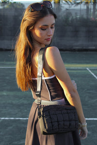 Sol and Selene: Inspiration Quilted Nylon Crossbody - Black