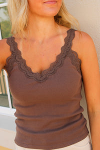 Z Supply: Eve Lace Tank - Cocoa Latte