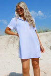 Ready To Sail Seersucker Shirt Dress - Blue/White