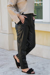 Midnight Edge High Waisted Leather Pants - Black