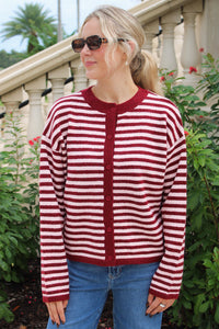 The Right Direction Striped Cardigan - Pink