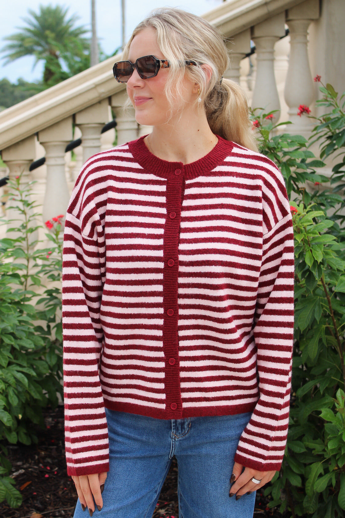 The Right Direction Striped Cardigan - Pink