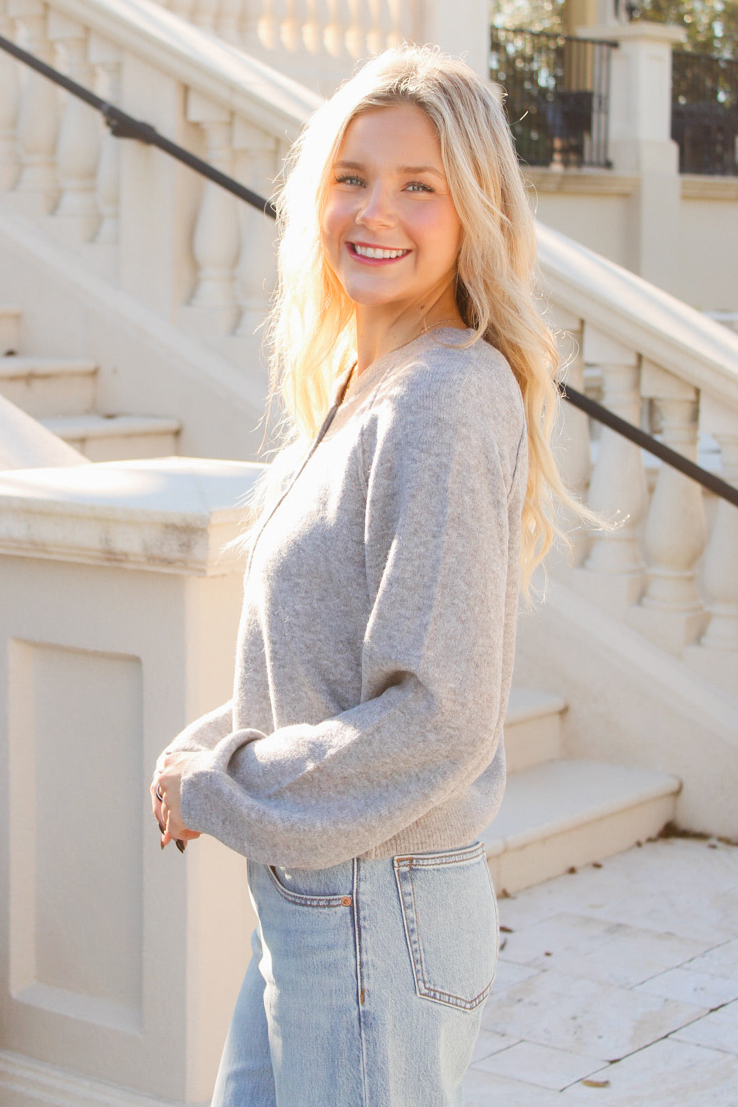 Z Supply: Westmont Henley Sweater - Heather Gray
