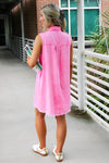 It's All About Me Sleeveless Shirt Dress - Washed Pink